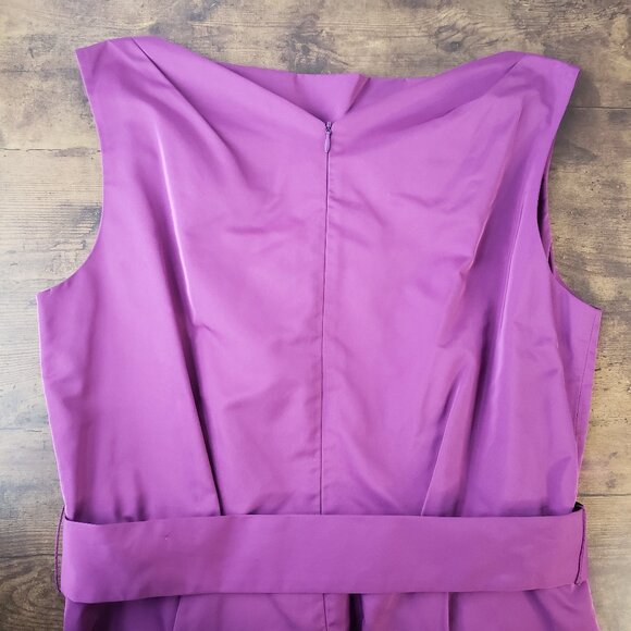 Purple Lida Baday Formal Dress w Belt Silk Poly Blend - Picture 5 of 10